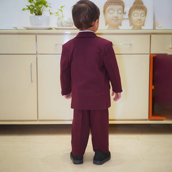 Designer maroon coat pant set for boys party Jaipur boutique