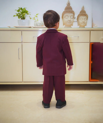 Designer maroon coat pant set for boys party Jaipur boutique