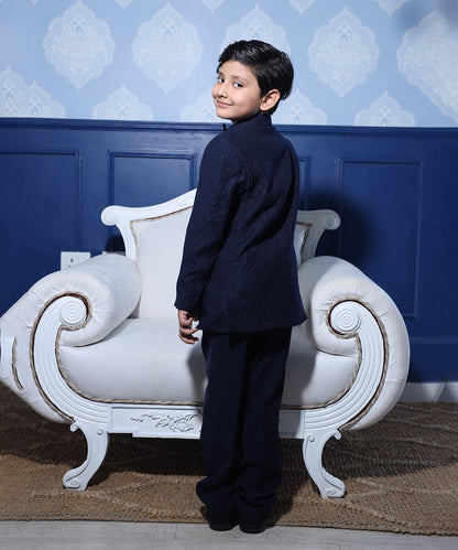 Kids navy tuxedo for events with shimmer detailing Jaipur
