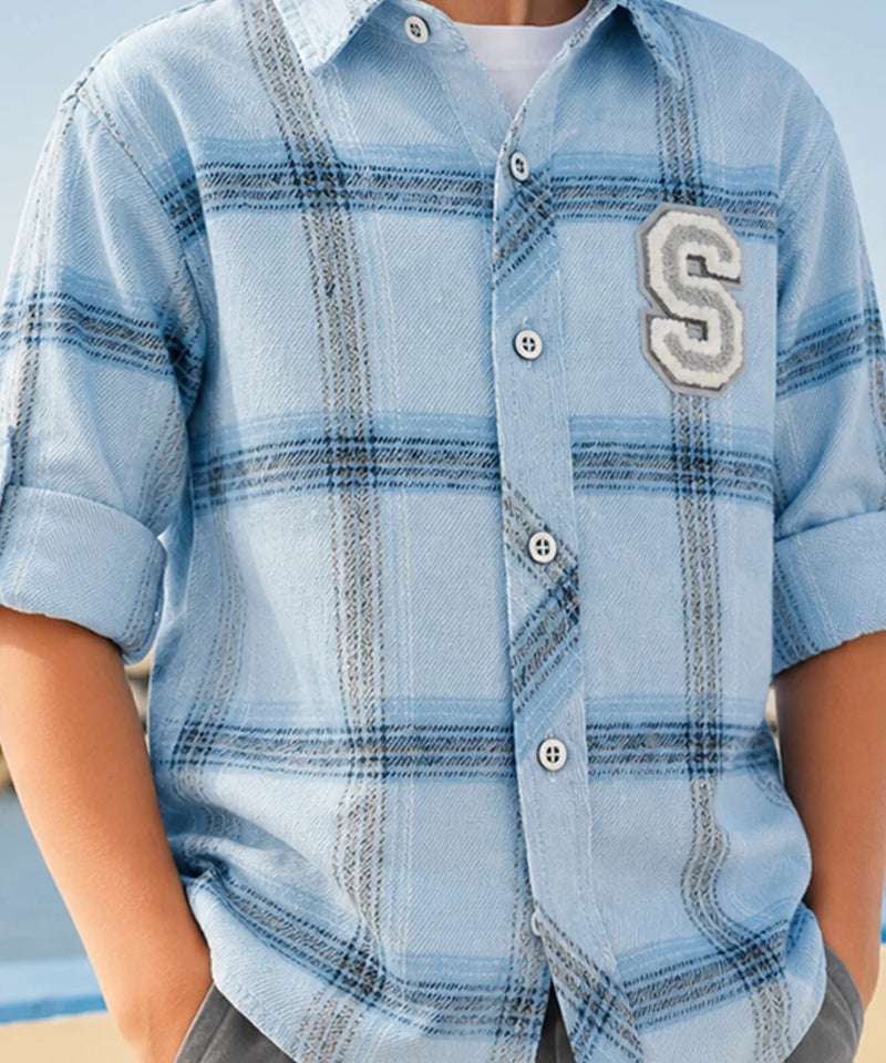 Boys Blue Check Shirt