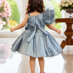 Devils N Angels Grey Floral Birthday Frock for Girls 9-12 Months | Jaipur