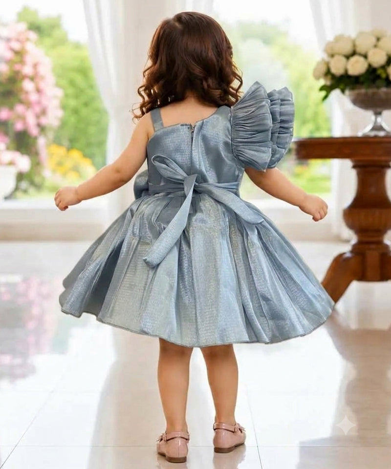Devils N Angels Grey Floral Birthday Frock for Girls 9-12 Months | Jaipur