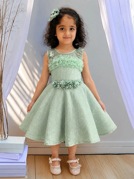 Devils N Angels Pista Green Party Frock for Girls 3–4 Years | Jaipur