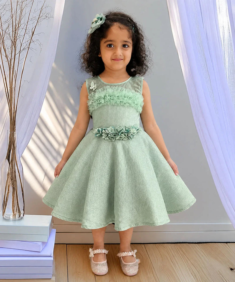 Devils N Angels Pista Green Party Frock for Girls 3–4 Years | Jaipur