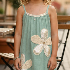 Girls Sea green flower birthday dress