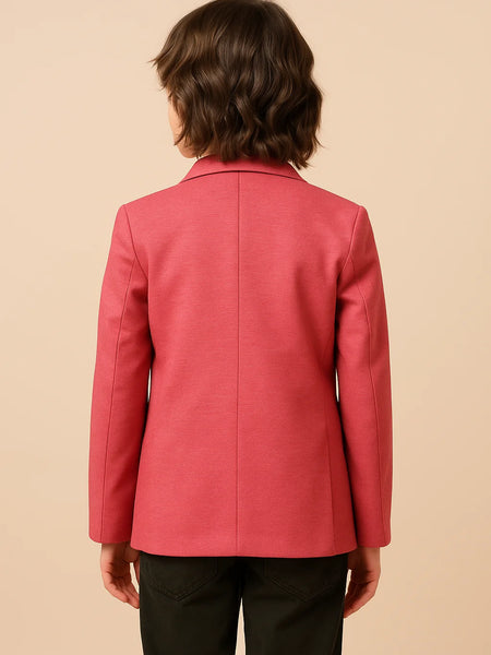 Person wearing a pink jacket on a beige background