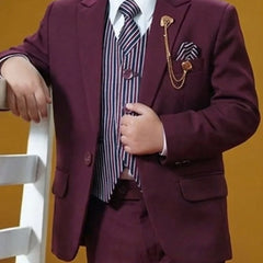 Designer Maroon Boys Tuxedo – Kids Formal Suit Set for Events | Jaipur