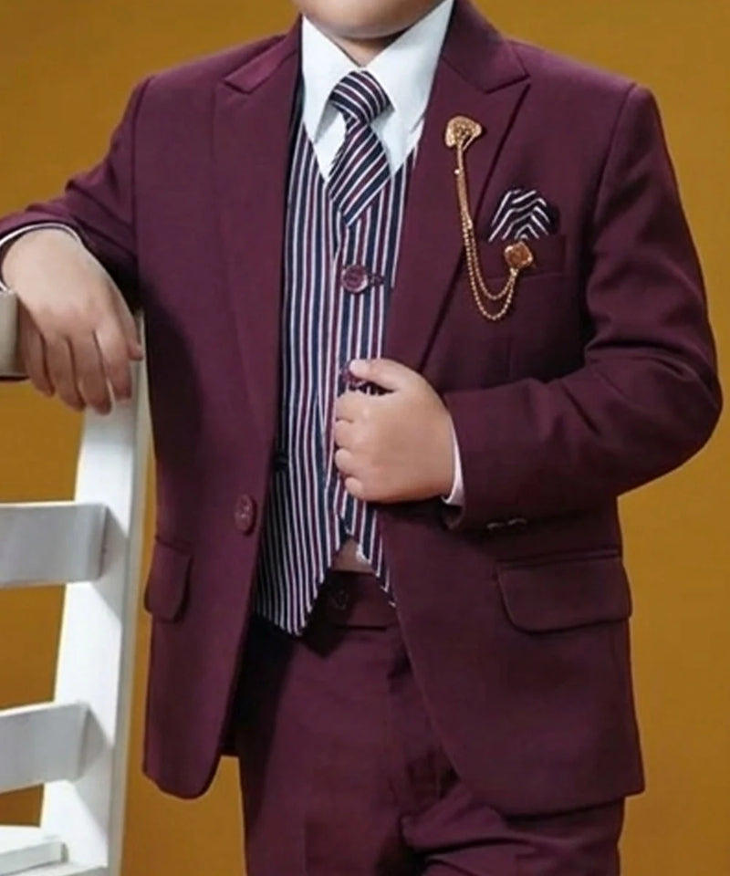 Designer Maroon Boys Tuxedo – Kids Formal Suit Set for Events | Jaipur
