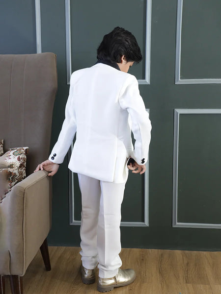 Partywear boys white coat pant suit for events Jaipur boutique