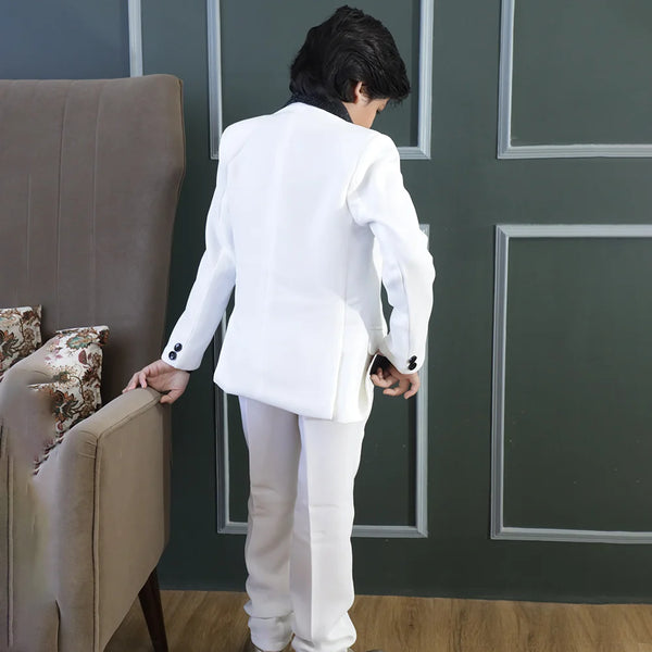 Partywear boys white coat pant suit for events Jaipur boutique