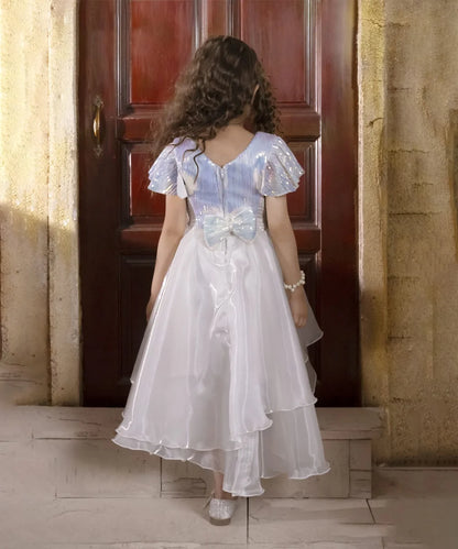 Pearl White Coloured Party Wear Frock for Girls