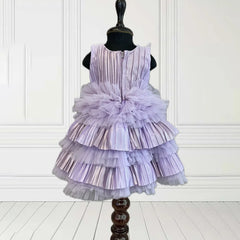 back view for purple frilly frock for infants 
