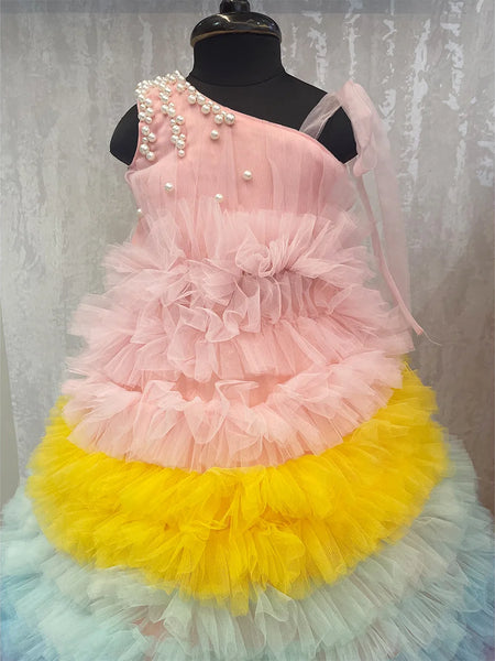 Soft net multi-color party wear gown for girls, full-length, Jaipur