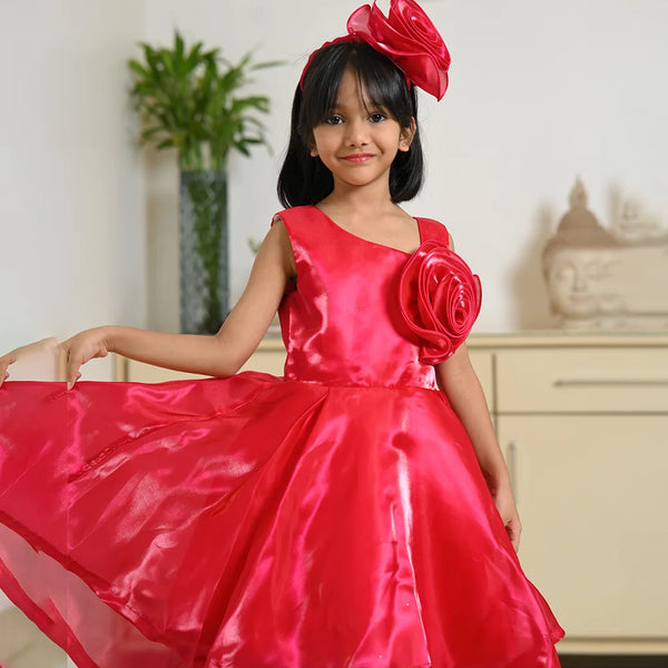 Kids birthday party frock with matching hair accessory, Jaipur boutique