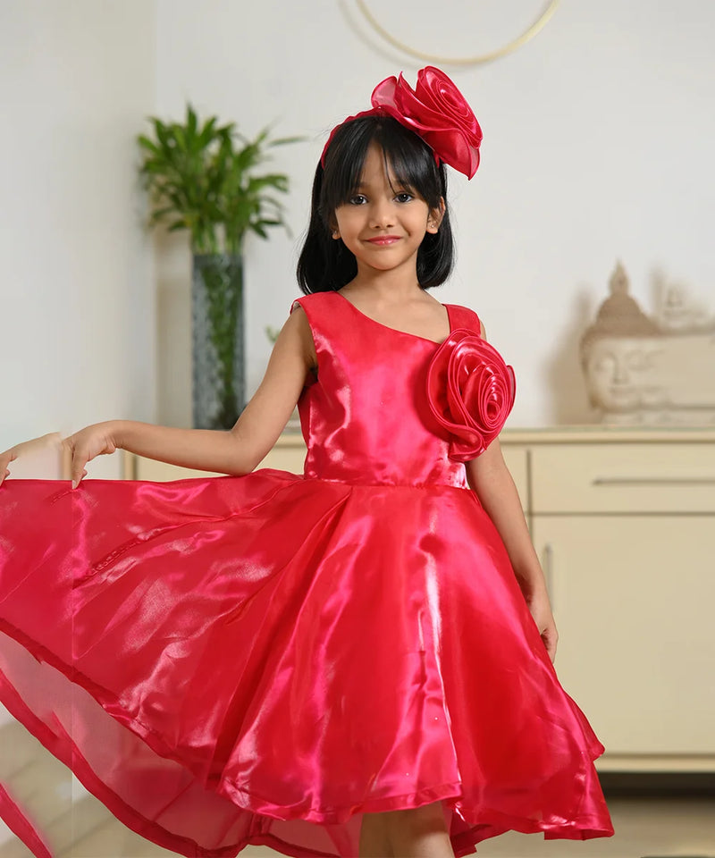 Kids birthday party frock with matching hair accessory, Jaipur boutique