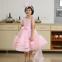 One-shoulder shimmer party frock for girls, Jaipur kidswear boutique