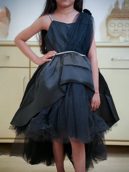 Elegant black birthday party frock for girls, top-rated kidswear shop Jaipur