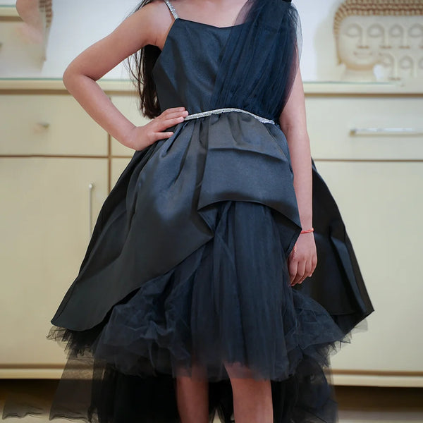 Elegant black birthday party frock for girls, top-rated kidswear shop Jaipur