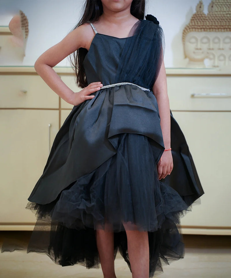 Elegant black birthday party frock for girls, top-rated kidswear shop Jaipur