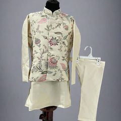 Party wear boys kurta pyjama with handwork jacket, kids clothing store Jaipur