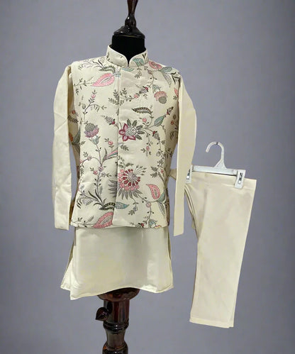 Party wear boys kurta pyjama with handwork jacket, kids clothing store Jaipur