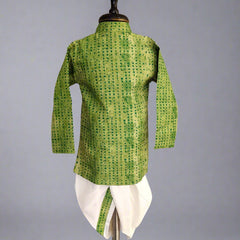 Party wear green kurta dhoti set for infants, top Jaipur kids store