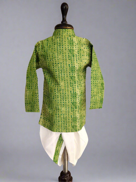 Party wear green kurta dhoti set for infants, top Jaipur kids store