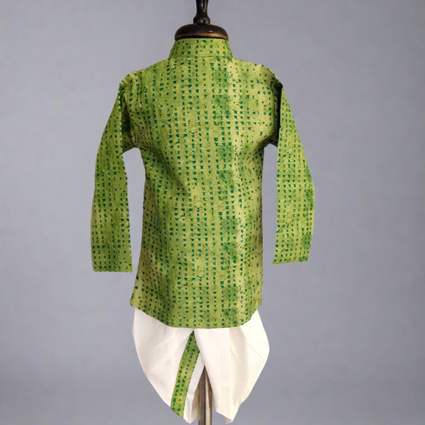 Party wear green kurta dhoti set for infants, top Jaipur kids store
