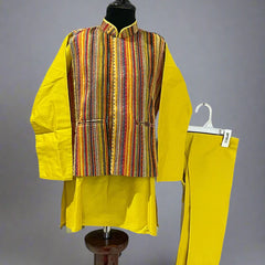 Full sleeve kurta pyjama set for boys with jacket, Rakhi special Jaipur