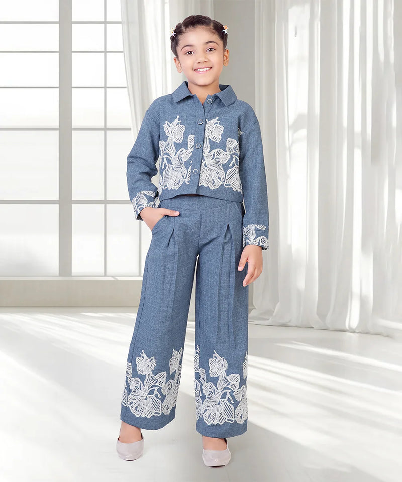 Girls party wear jacket and pants set Jaipur kids fashion