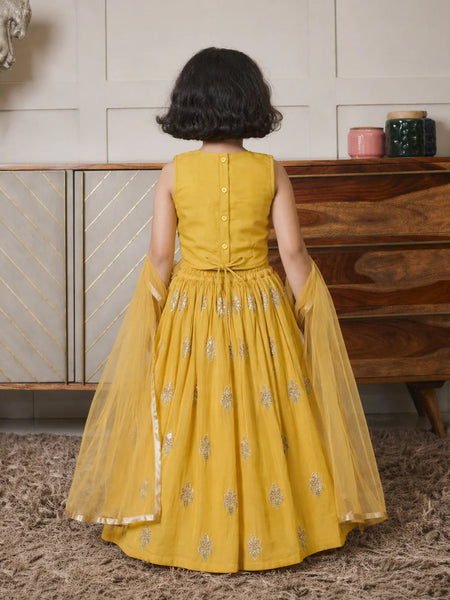 Devils N Angels Girls Yellow Party Wear Lehenga Choli Set Sizes 1-7 Years Jaipur