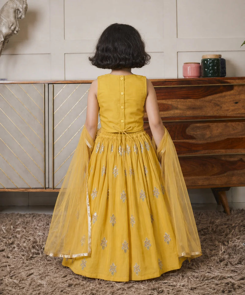 Devils N Angels Girls Yellow Party Wear Lehenga Choli Set Sizes 1-7 Years Jaipur