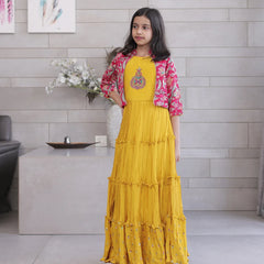 simple & beautiful wedding wear gown with jacket for girls 