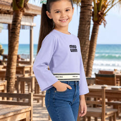 Girls' lavender crop top, kids party wear, Devils N Angels Jaipur, view 2