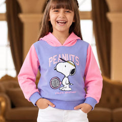 Girls' pink and purple full sleeve crop hoodie top, front view, by Devils N Angels Jaipur