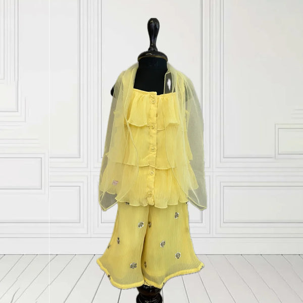 Best lehenga choli for kids near me, yellow sharara suit for infants in Jaipur