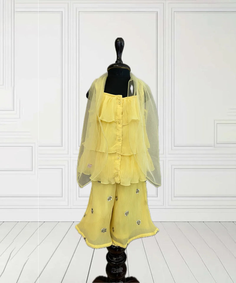 Best lehenga choli for kids near me, yellow sharara suit for infants in Jaipur