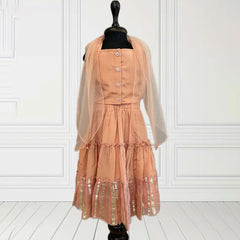 Best lehenga choli for kids near me, peach sequin lehenga set for infants in Jaipur

