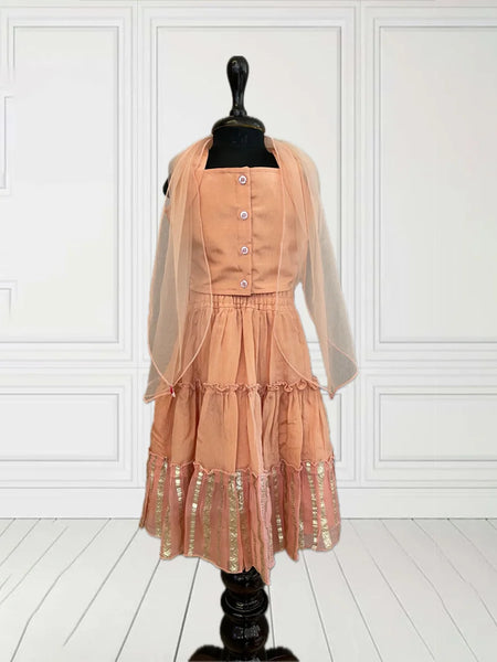 Best lehenga choli for kids near me, peach sequin lehenga set for infants in Jaipur

