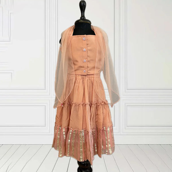 Best lehenga choli for kids near me, peach sequin lehenga set for infants in Jaipur

