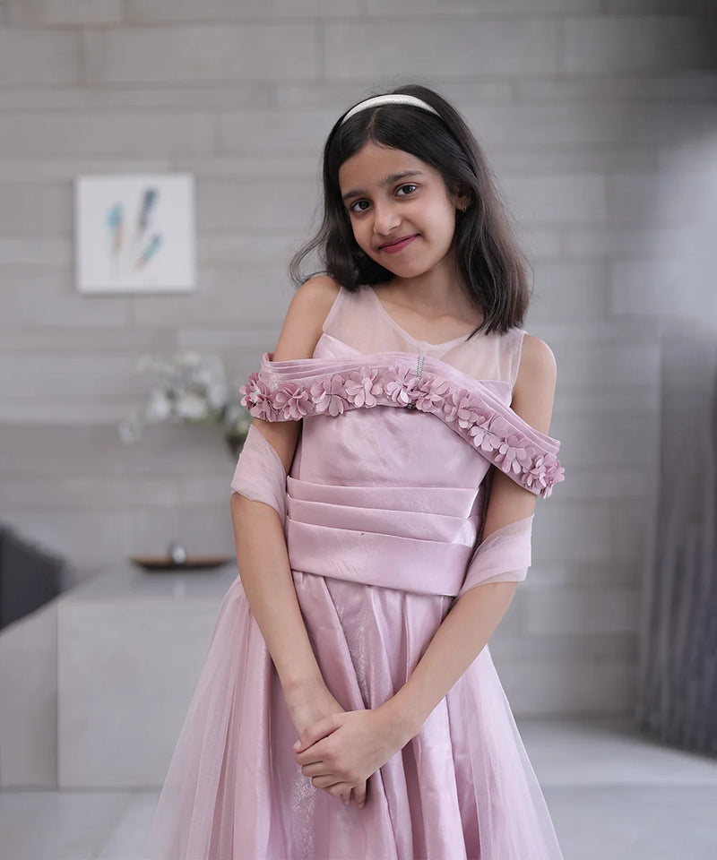 Best lehenga for kids in Jaipur for wedding, trendy mauve indo western lehenga set