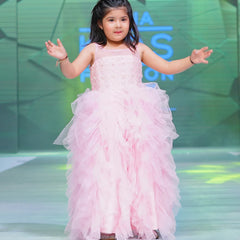 pink frilly gown for baby girls 