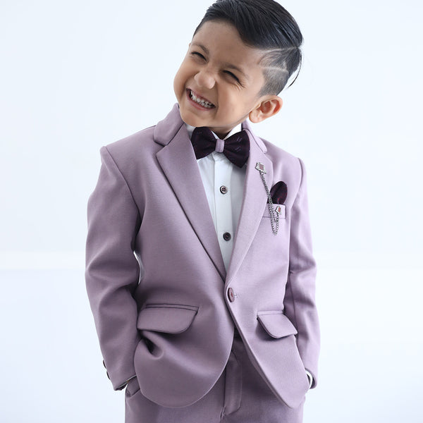 Kids purple tuxedo suit with peak lapel for 3-7 years, Jaipur exclusive