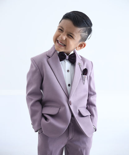 Kids purple tuxedo suit with peak lapel for 3-7 years, Jaipur exclusive