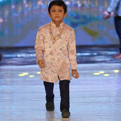 Luxury peach sherwani set, boys ethnic wear, top kids clothing Jaipur
