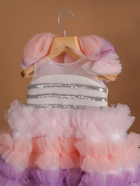 multi-colour frilly frock for baby girls 
