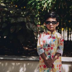 Boys ethnic wear kurta pyjama in vibrant print, pure cotton, Jaipur stores
