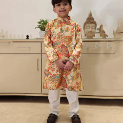 Multicolor printed kurta pyjama set for boys, Jaipur kidswear showroom