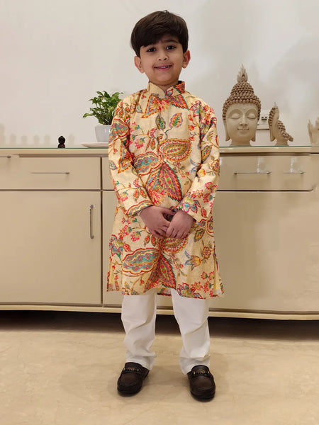Multicolor printed kurta pyjama set for boys, Jaipur kidswear showroom