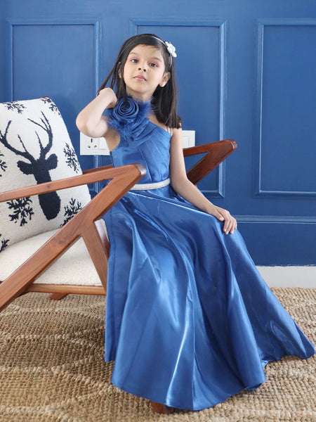 Navy Blue Colored Baby Girl Gown for Birthday.